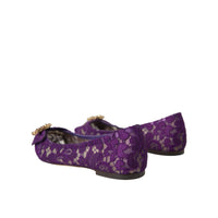 Dolce & Gabbana Purple Taormina Lace Crystal Loafers Shoes