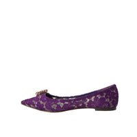 Dolce & Gabbana Purple Taormina Lace Crystal Loafers Shoes