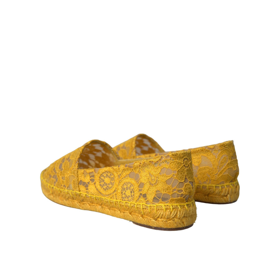 Dolce & Gabbana Yellow Taormina Lace Espadrille Loafers Flats Shoes