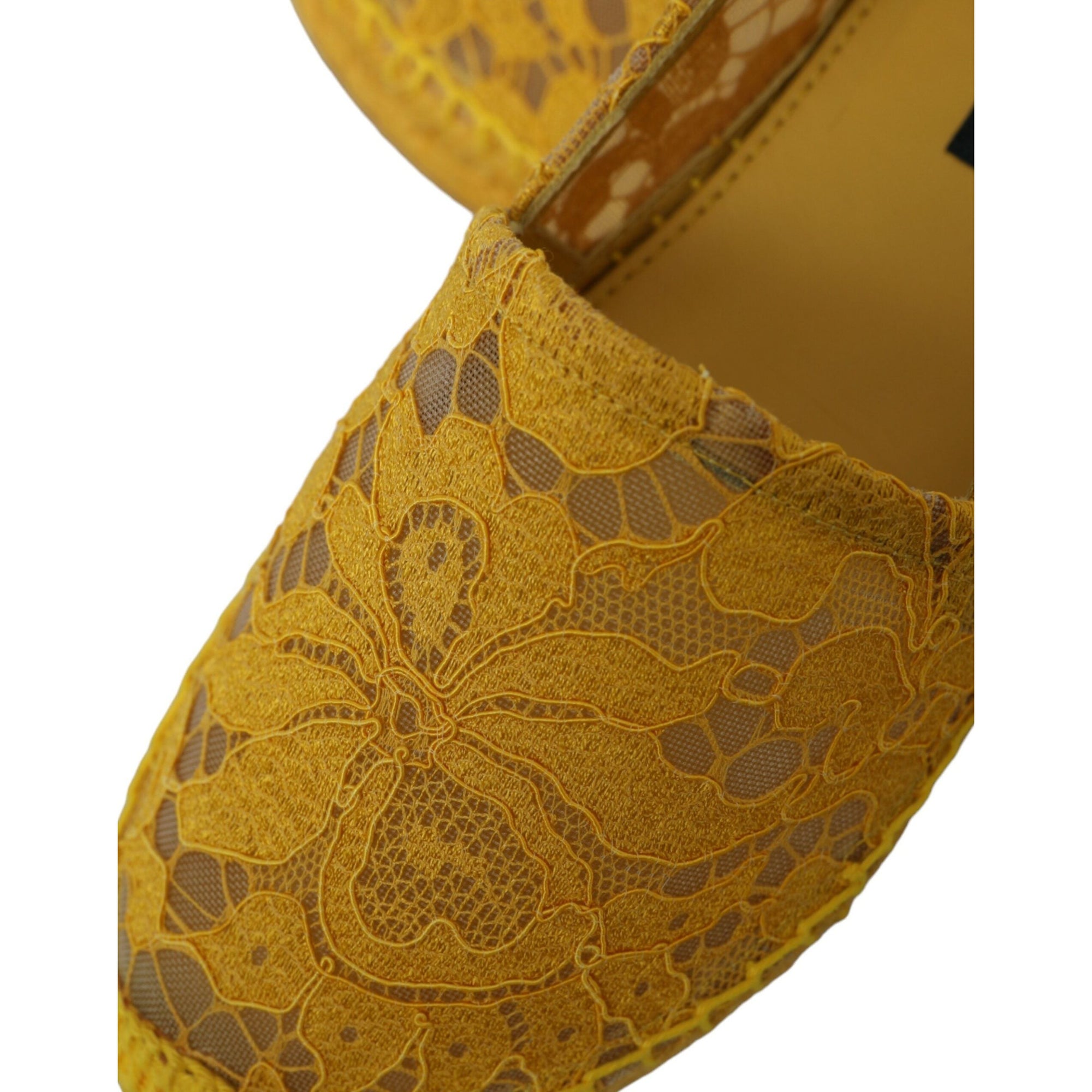 Dolce &amp; Gabbana Yellow Taormina Lace Espadrille Loafers Flats Shoes