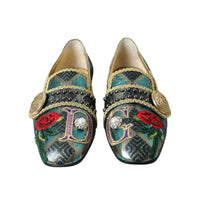 Dolce & Gabbana Multicolor Jacquard Embellished Loafers Shoes