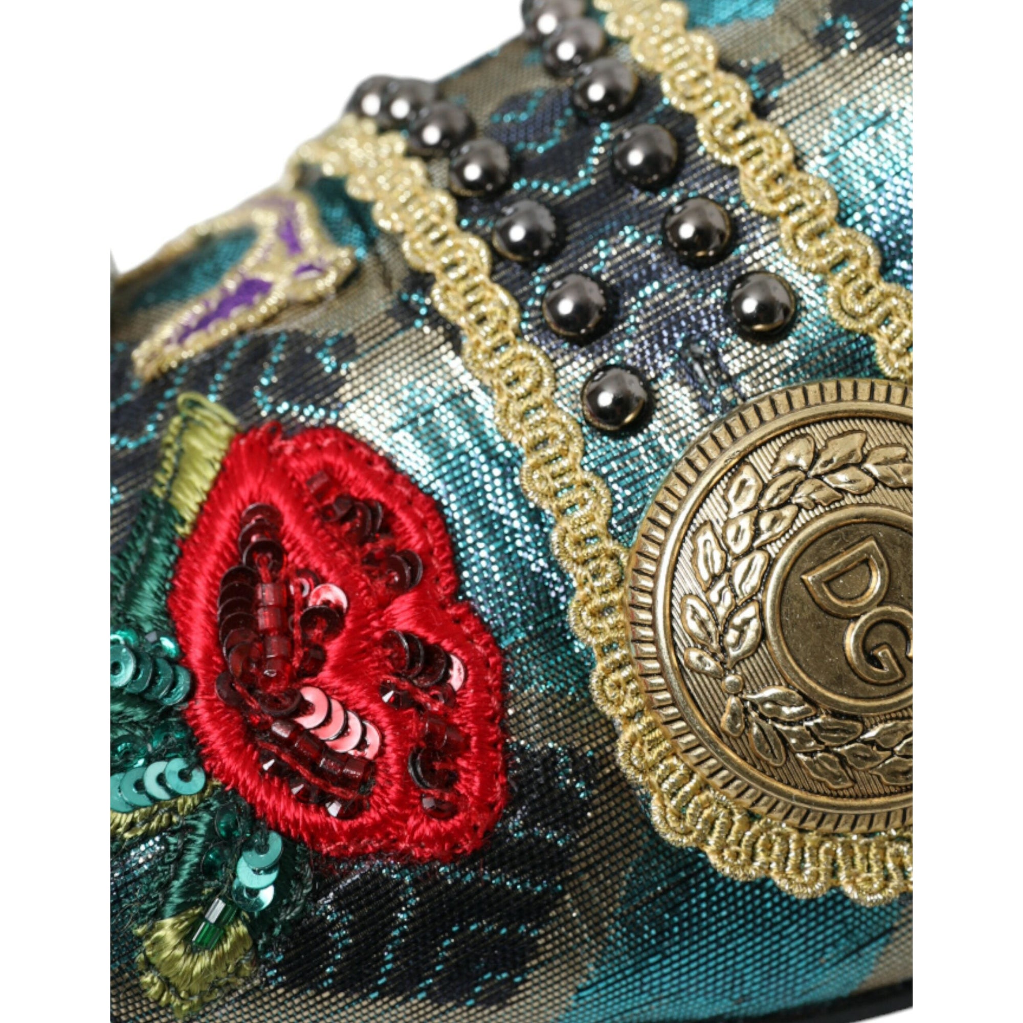 Dolce &amp; Gabbana Multicolor Jacquard Embellished Loafers Shoes
