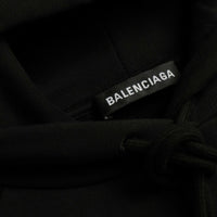 Balenciaga Black Cotton Logo Hooded Pullover Sweatshirt Sweater