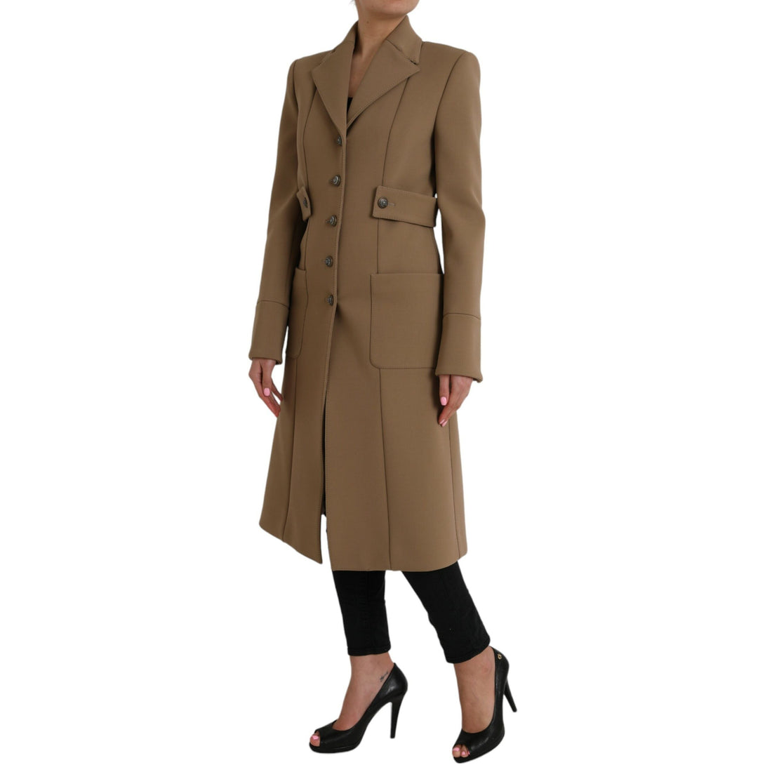 Dolce & Gabbana Brown Button Down Long Trench Coat Jacket