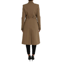 Dolce & Gabbana Brown Button Down Long Trench Coat Jacket