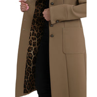 Dolce & Gabbana Brown Button Down Long Trench Coat Jacket