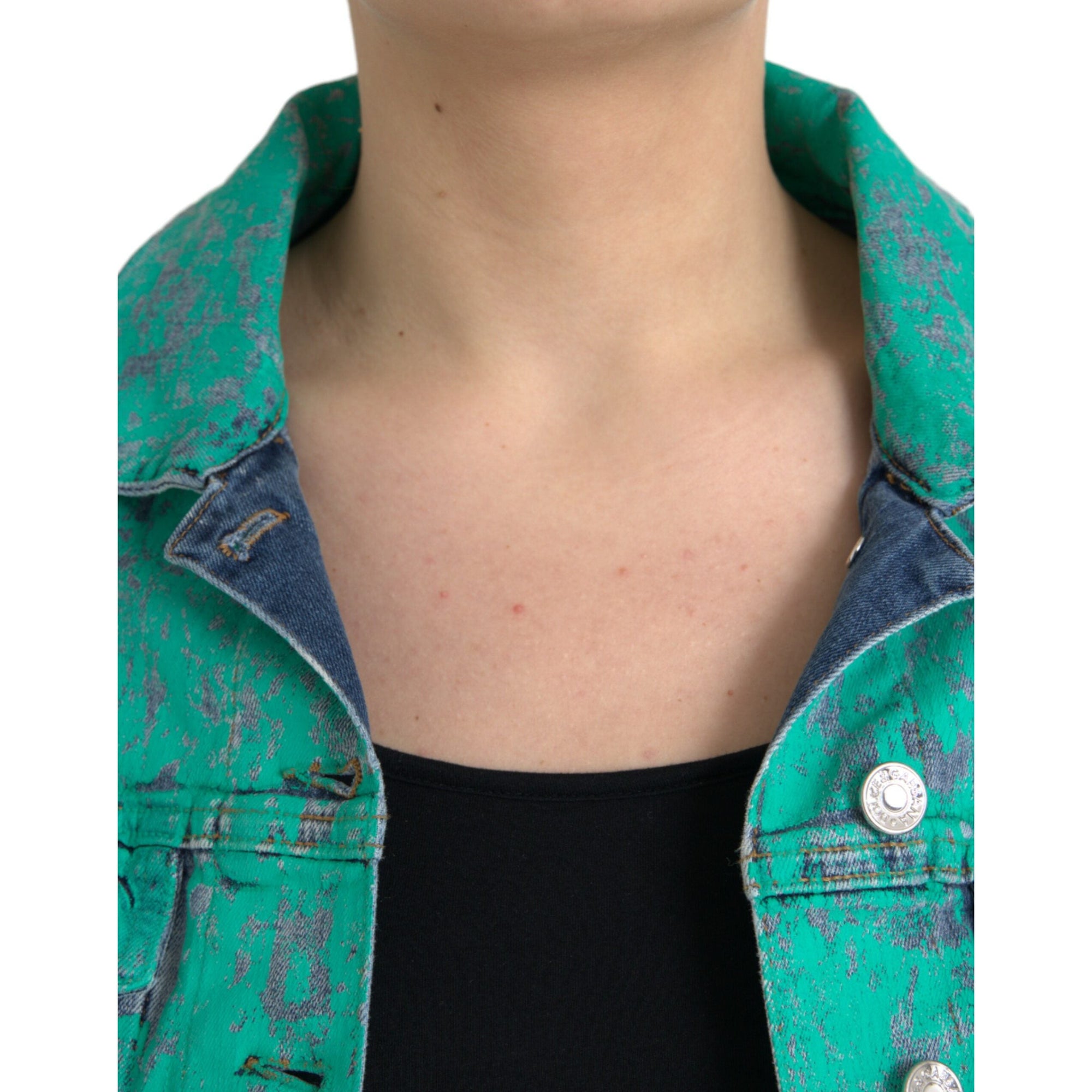 Dolce &amp; Gabbana Green Cotton Tie Dye Cropped Cropped Denim Jacket
