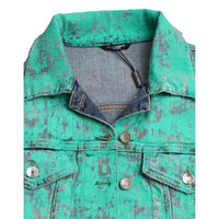 Dolce & Gabbana Green Cotton Tie Dye Cropped Cropped Denim Jacket