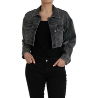 Dolce & Gabbana Dark Gray Cotton Stretch Cropped Denim Jacket