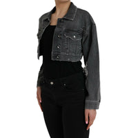 Dolce & Gabbana Dark Gray Cotton Stretch Cropped Denim Jacket