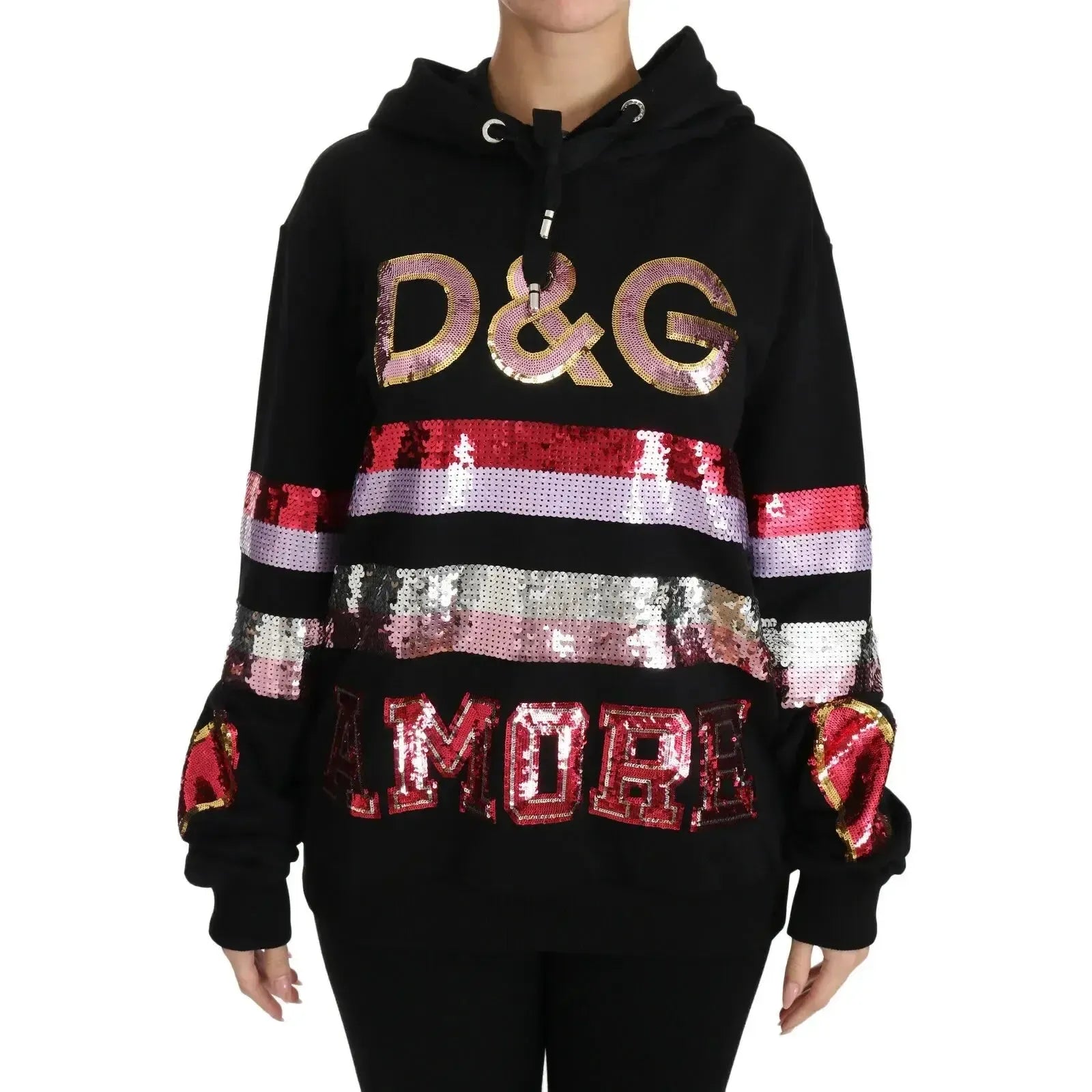 Dolce &amp; Gabbana DG Sequined Hooded Pullover Sweater