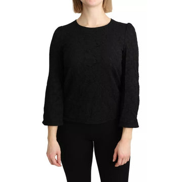 Dolce & Gabbana Black Lace Long Sleeves Blouse STAFF Top