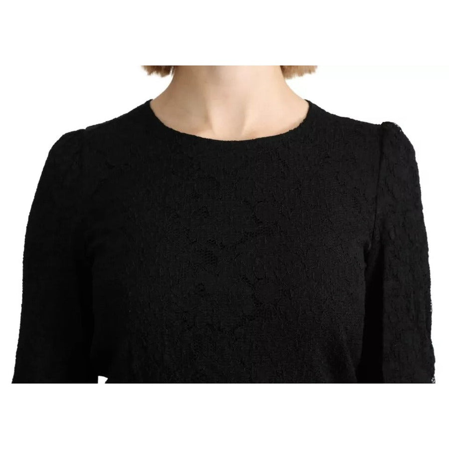 Dolce & Gabbana Black Lace Long Sleeves Blouse STAFF Top