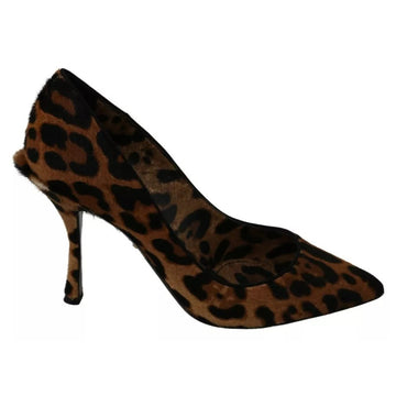 Dolce & Gabbana Brown Leopard Pony Hair Heels Pumps Shoes