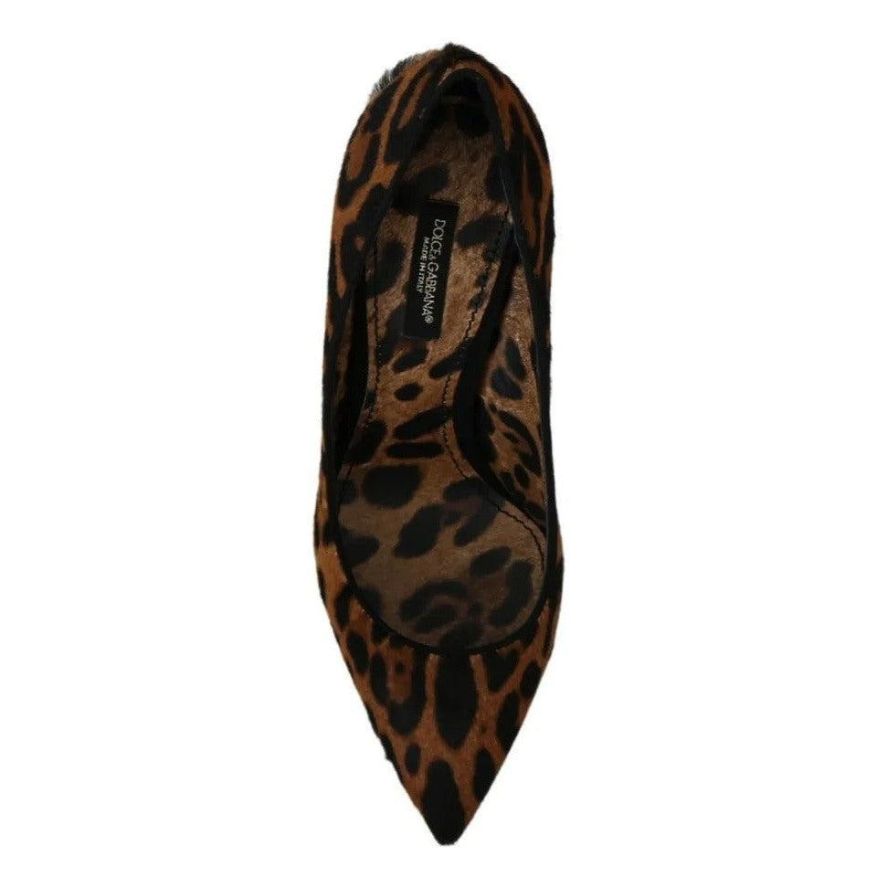 Dolce &amp; Gabbana Brown Leopard Pony Hair Heels Pumps Shoes