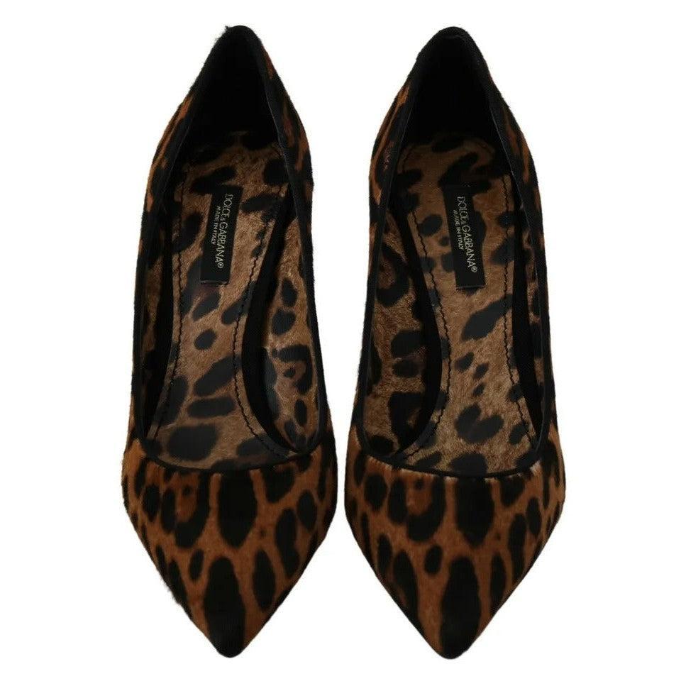 Dolce &amp; Gabbana Brown Leopard Pony Hair Heels Pumps Shoes