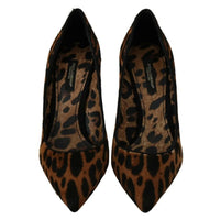 Dolce & Gabbana Brown Leopard Pony Hair Heels Pumps Shoes