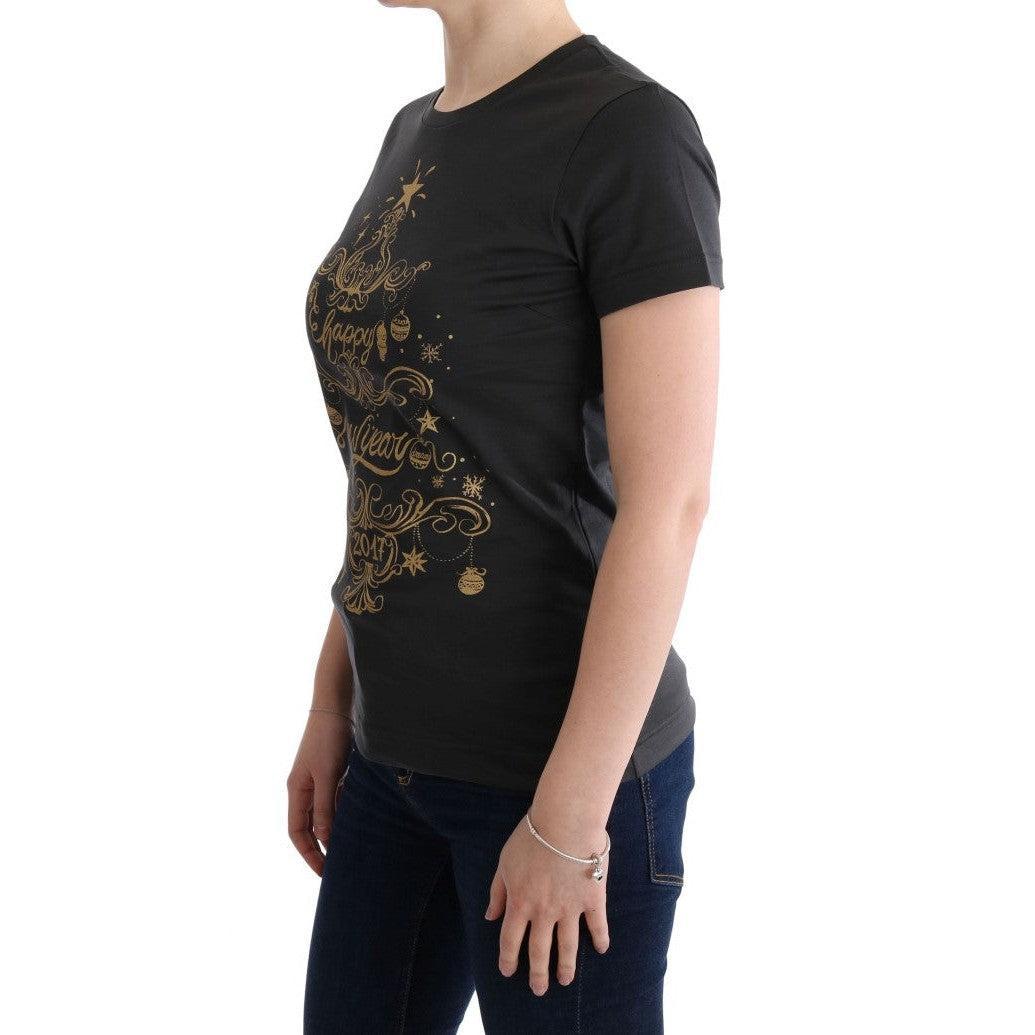 Dolce &amp; Gabbana Elegant Gray Cotton Tee with Exclusive Print