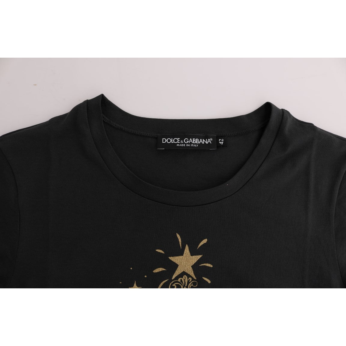 Dolce &amp; Gabbana Elegant Gray Cotton Tee with Exclusive Print