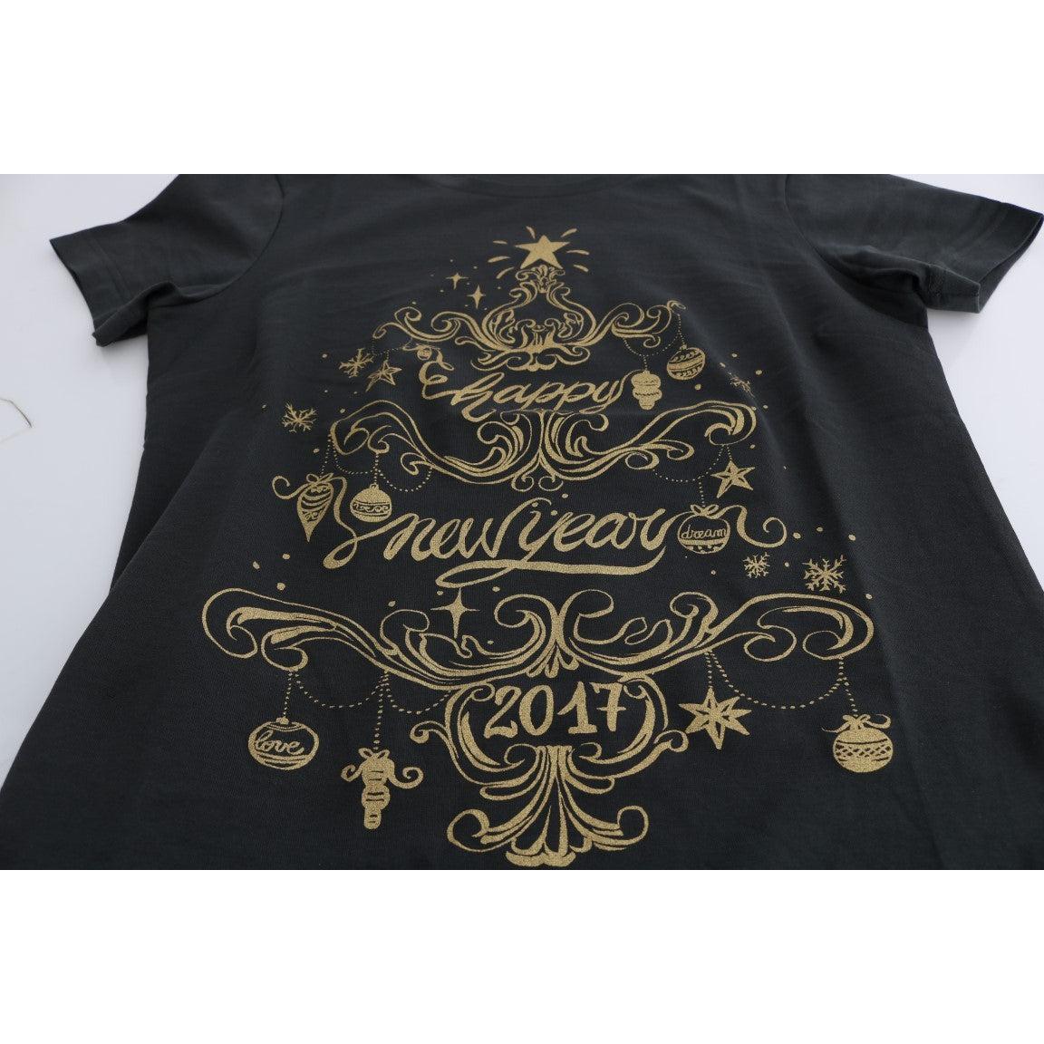 Dolce &amp; Gabbana Elegant Gray Cotton Tee with Exclusive Print