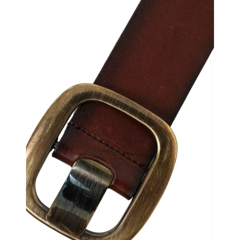 Dolce & Gabbana Brown Leather Gold Metal Buckle Women Belt