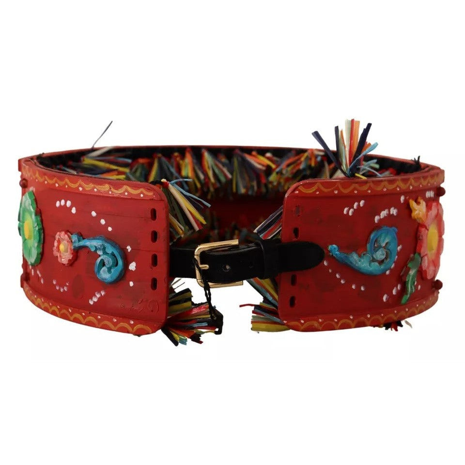 Dolce & Gabbana Multicolor Floral Wide Waist Carretto Belt