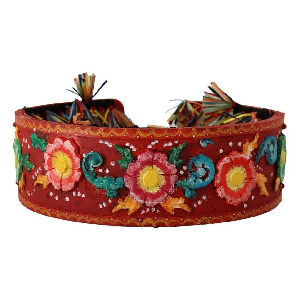 Dolce &amp; Gabbana Multicolor Floral Wide Waist Carretto Belt