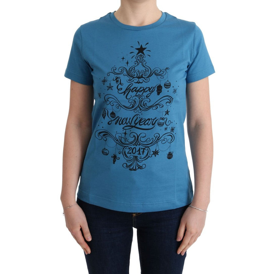 Dolce & Gabbana Chic Blue Cotton Tee with 2017 Print