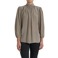 Dolce & Gabbana Gray Mock Neck Long Sleeves Top Blouse