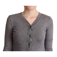 Dolce & Gabbana Gray Wool Button Down Cardigan Sweater