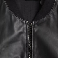 Dolce & Gabbana Black Bomber Leather Full Zip Biker Blouson Jacket