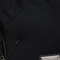 Dolce & Gabbana Black Cotton Hooded Logo Bomber Jacket