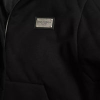 Dolce & Gabbana Black Cotton Hooded Logo Bomber Jacket