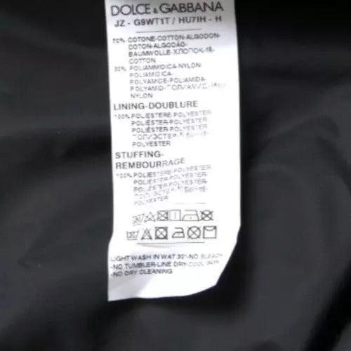 Dolce &amp; Gabbana Black Cotton Hooded Logo Bomber Jacket