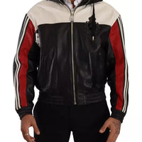 Dolce & Gabbana Black Leather Hooded Blouson Jacket