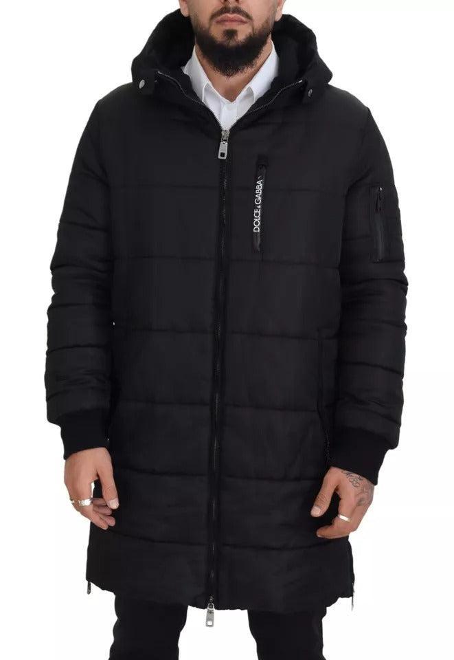 Dolce &amp; Gabbana Black Nylon Hooded Parka Coat Winter Jacket