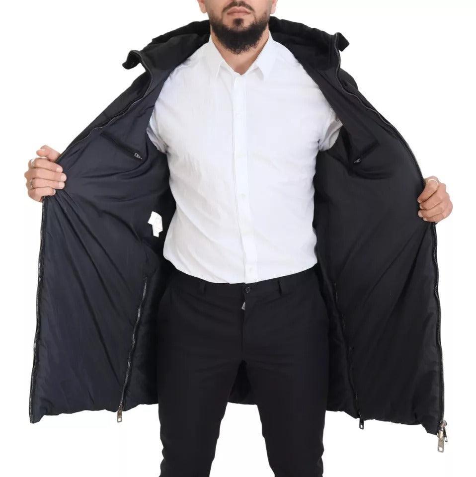 Dolce &amp; Gabbana Black Nylon Hooded Parka Coat Winter Jacket