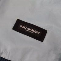 Dolce & Gabbana Blue Leather Perforated Full Zip Jacket