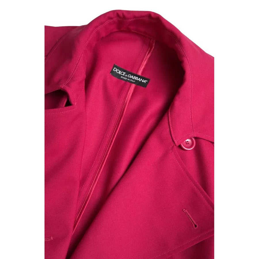 Dolce & Gabbana Dark Pink Double Breasted Trench Coat Jacket