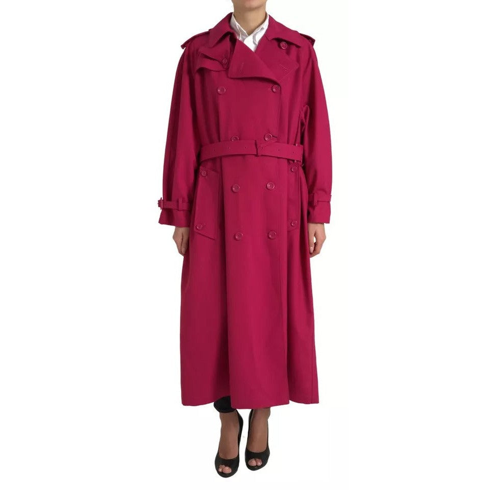 Dolce & Gabbana Dark Pink Double Breasted Trench Coat Jacket