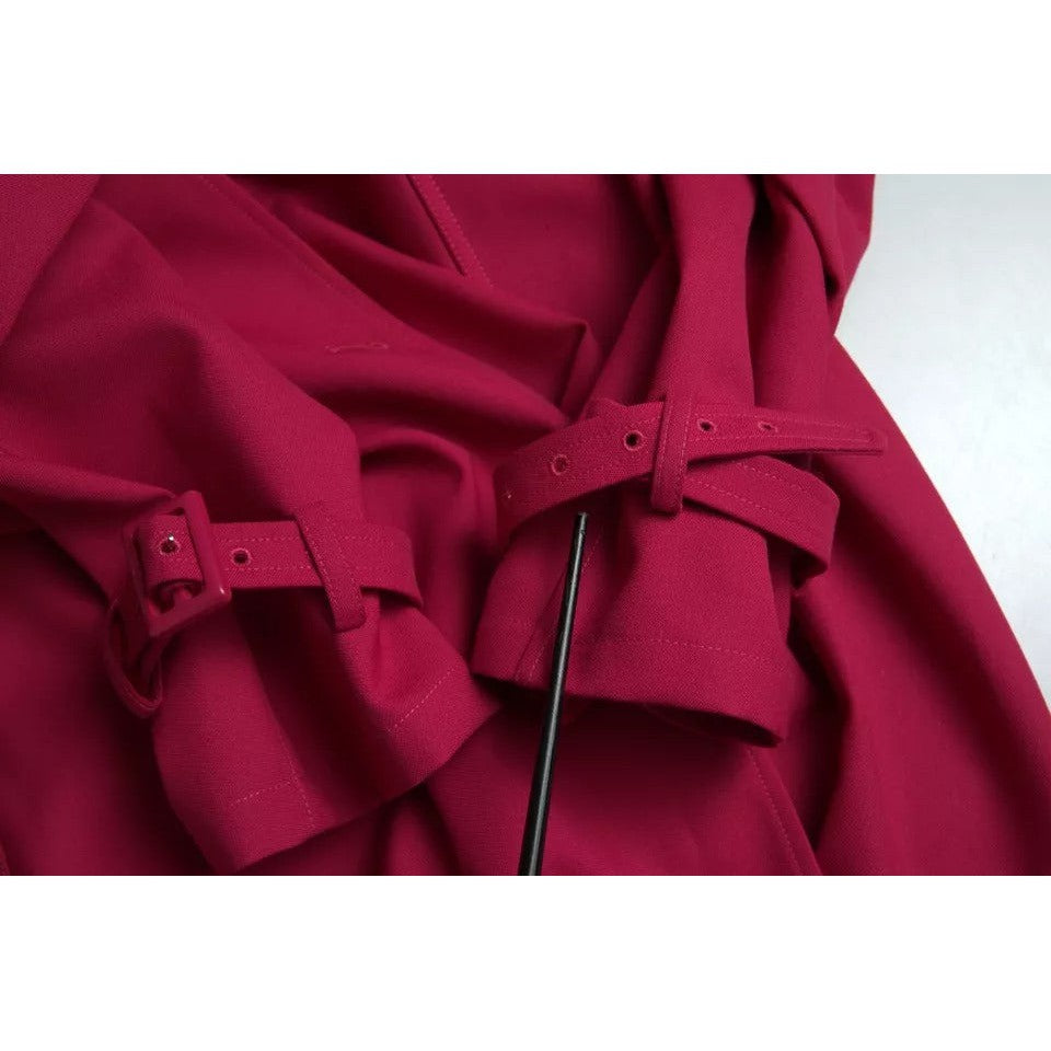 Dolce & Gabbana Dark Pink Double Breasted Trench Coat Jacket