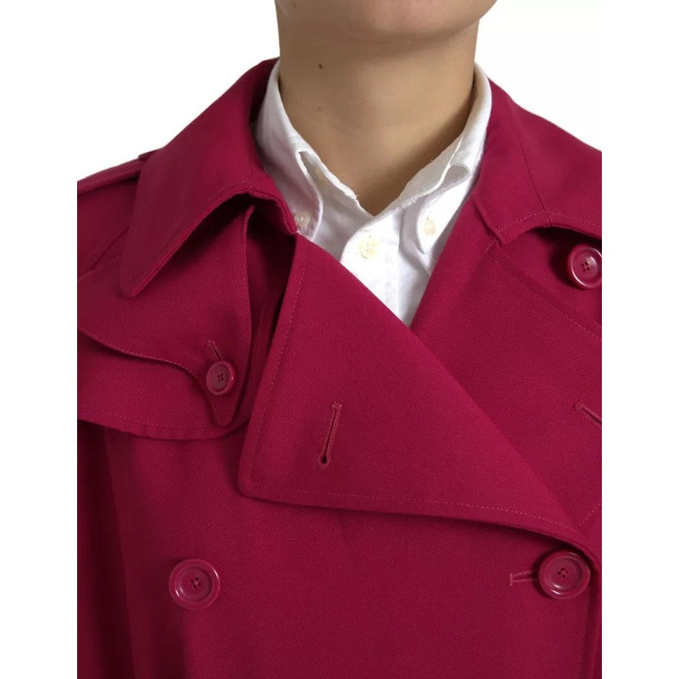 Dolce & Gabbana Dark Pink Double Breasted Trench Coat Jacket