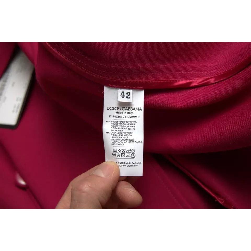 Dolce &amp; Gabbana Dark Pink Double Breasted Trench Coat Jacket
