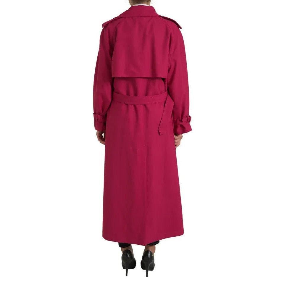 Dolce &amp; Gabbana Dark Pink Double Breasted Trench Coat Jacket