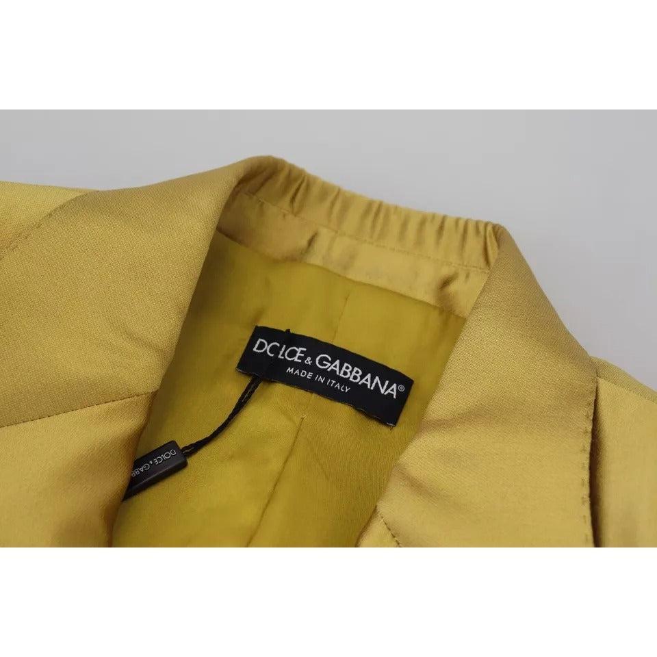 Dolce &amp; Gabbana Gold Satin Long Sleeves Blazer Coat Jacket