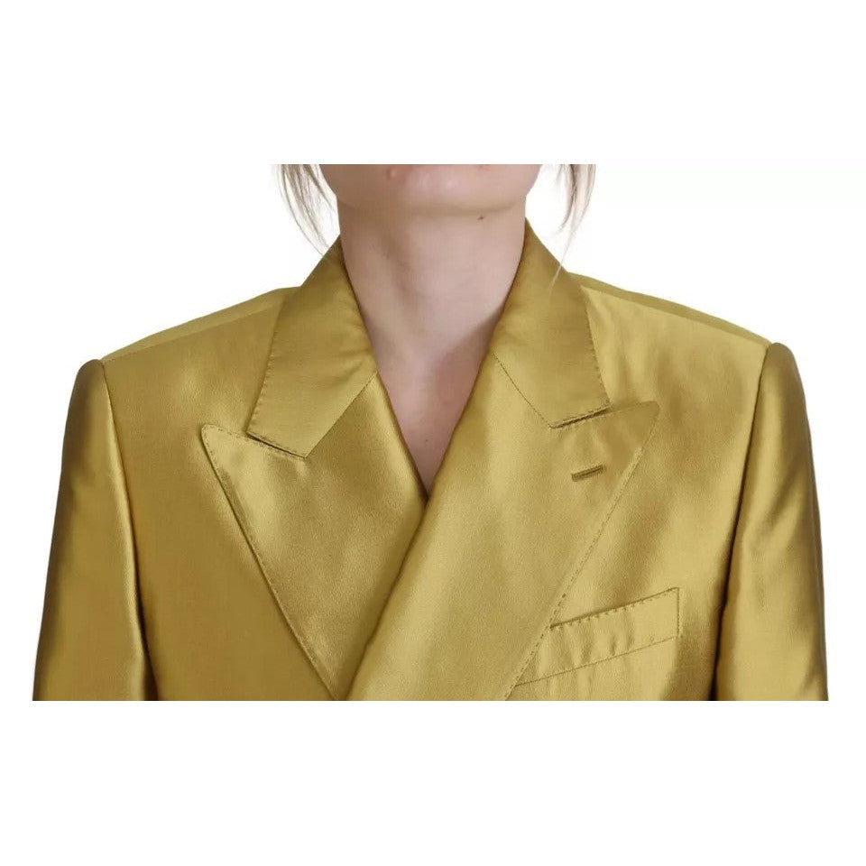 Dolce & Gabbana Gold Satin Long Sleeves Blazer Coat Jacket