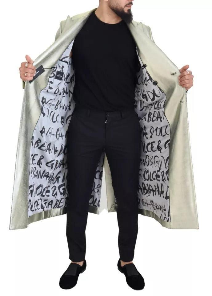 Dolce &amp; Gabbana Gold Viscose Long Double Breasted Jacket
