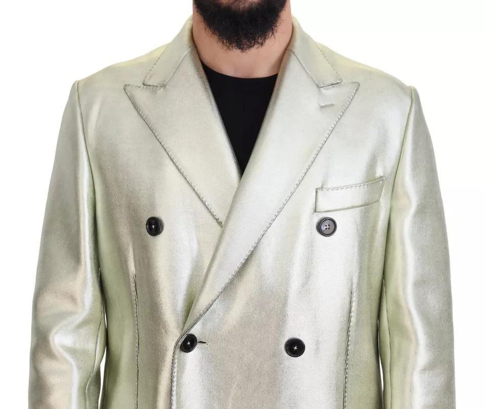 Dolce &amp; Gabbana Gold Viscose Long Double Breasted Jacket