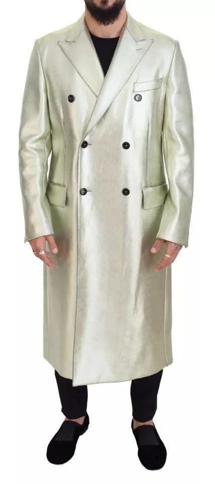 Dolce &amp; Gabbana Gold Viscose Long Double Breasted Jacket