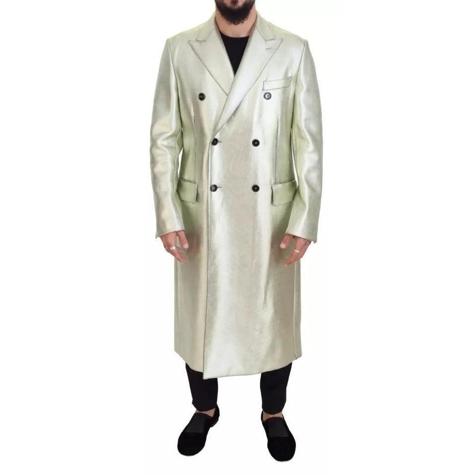 Dolce &amp; Gabbana Gold Viscose Long Double Breasted Jacket